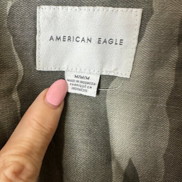 AMERICAN EAGLE Camo Camouflage Shirt Jacket Shacket Size Medium Green - Picture 5 of 12